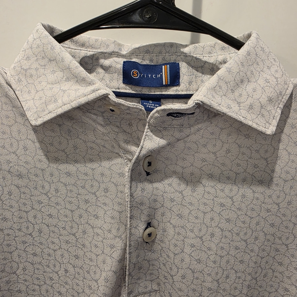 Stitch Golf Polo Men's Small Slice Of Life Oslo  Blue White Trex  Preppy